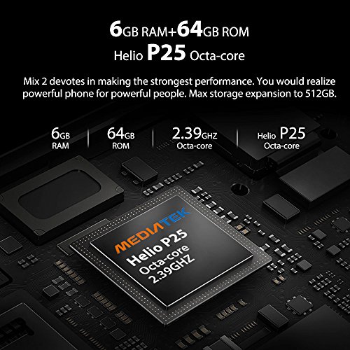 OUKITEL Mix 2 Smartphone 4G Android 7.0 (Helio P25 OctaÂ Core 2.39GHz, 5.99â€ FHD+ LTPS 18:9 Schermo, 6GB RAM 64GB ROM, 21MP+2MP+13MP Camera, Fingerprint ID, Dual SIM, 4080mAh Batteria, OTG, OTA) Blu