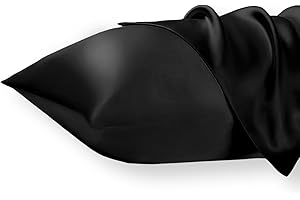 ‎VIELIT Satin Kissenbezug 40 x 80 2er Set,Weich wie EIN Silk Pillowcase,wie Seidenkissenbezug Geeignet für Curly Haar,Satin Kopfkissenbezug mit Reißverschluss Vielit Kissenbezüge Schwarz Kissenhülle