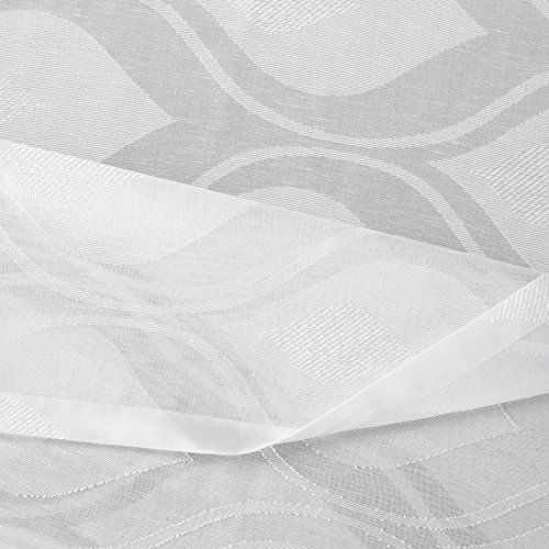 URBAN HABITAT Adele Voile Vorhänge, vorhänge modern wohnzimmer, ösen für Gardinen, Halbtransparenter Stoff, Modern und Raffiniert ( 2 Stücke, 127x241cm(BxH)) Elegant Weiß - 5
