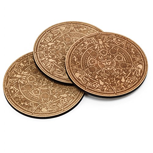 A.P. Donovan – Glasuntersetzer mit Lasergravur – aus MDF – für die Bar, Küche, Wohnzimmer – rutschfest – Tischset für Gläser rund und eckig – 8er Set, Rund Ø 9,5 cm - 2