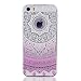 Produktbild iPhone SE Handyhülle, iPhone 5 Hülle, iPhone 5S Schutzhülle, MUTOUREN Durchsichtig TPU Silikon Case Cover Ultradünne Etui Crystal Transparent Weich Flexibel Rückdeckel Kratzfeste Stoßdämpfende Indische Sonne Henna Mandala, Hell Lila