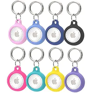 8 Pack Airtag Key Ring Waterproof Airtag Case Full Body Protective Cover Accessories for Anti-Lost Airtag Dog Collar, Airtag Keychains Compatiable with Apple Airtag