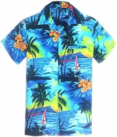 kiklo Mens Hawaiian Shirt Stag Beach Hawaii Aloha Party Summer Holiday Fancy BP (S, B BP)
