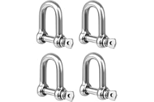 TERF M12 Heavy Duty Commercial D-Shackle Steel M12 (12mm) D-Shackle Ring Use For Heavy Duty Construction Rigging Vehicle Recovery Hauling Tie Downs Hanging and Multi Purpose Use - Pack of 4, Silver