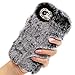 Produktbild Girlyard Flauschig Haare Handyhülle für iPhone 6S, Winter Weiche Warme Pelz Backcover Bling 3D Diamant Kristall Shining Handmade Hülle Soft TPU Silikon Schutzhülle Haut für iPhone 6/ iPhone 6S (4,7 Zoll) Grau