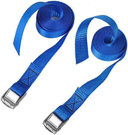 CSTOM 1" x 16' Lashing Strap Tie Down Straps Tensioning Belt, Rated 500 Lbs - Pack of 2, Blue