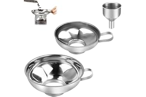 CAREDGO 3 Pièces Entonnoir à Confiture en INOX, Entonnoir de Cuisine à Large Ouverture Argent Entonnoir pour Pot de Confiture Entonnoir de Mise en Conserve pour Liquides Poudres Haricots Huiles