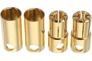 Boladge 20 Pares Conector Enchufe Banana de Bala Macho y Hembra Bullet 6.5mm Chapado en Oro para Motor ESC Batería Lipo