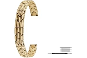 Overhil1s Correa Reloj, Correa de Acero Universal de 8mm, 10mm, 12mm, 14mm, Pulsera Delgada de Moda for Mujer, Accesorios de Correa de Reloj (Band Color : Gold, Band Width : 8mm)