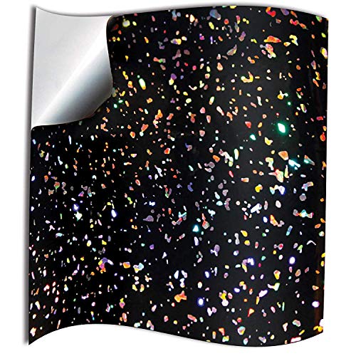 20x Negro Brillo holográfico Lámina impresa 2d PEGATINAS lisas para pegar sobre azulejos cuadrados de 15cm en cocina, baños resistentes al agua y aceite (Negro brillo holográfico)