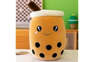 DAWRIS Bubble Tea pluszowa poduszka, pluszowa zabawka, 25 cm, herbata mleczna, filiżanka, pluszowa poduszka, miękka przytulanka, zabawka na Boże Narodzenie, urodziny (jasnobrązowa)