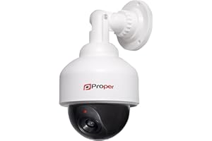 Properav Outdoor Indoor Fake Dummy Imitation Dummy CCTV Security Camera, Waterproof Aluminium with Blinking Flashing Light Speed Dome Shape White