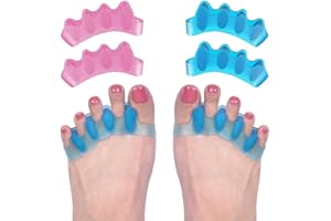 NOXYZA Separatore Dita Piede-4 pezzi in Silicone, Distanziatore Dita Piedi, Toe Spacer, Separadita Piedi Silicone, per il sollievo dal dolore dell’alluce valgo,adatto(Rosa + Blu)