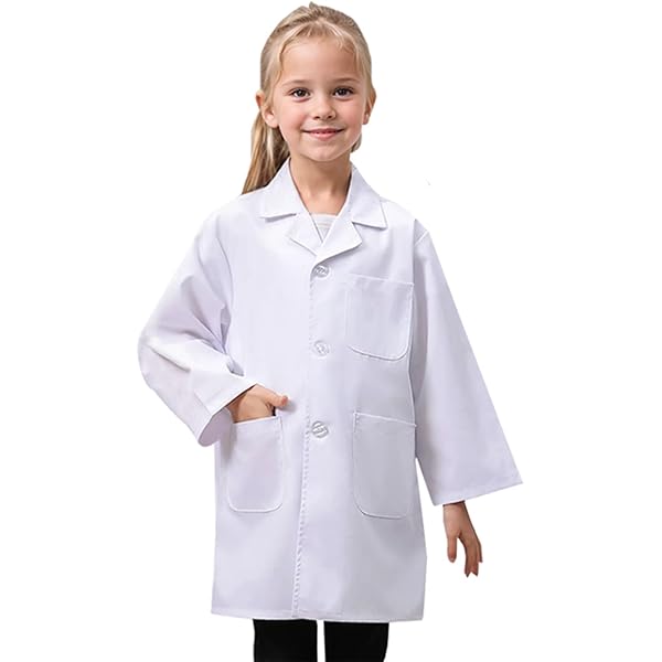 Blouse Blanche Médicale Pour Enfant Avec Capuche - Jeu De Rôle Docteur, Cosplay, Jusqu'à 150 Cm