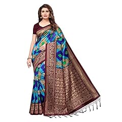 Fabwomen Women's Tassar Silk Printed Saree With Blouse Piece (S181983_Multi-Coloured_Free Size)