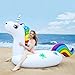 Produktbild Grefay Luftmatratze Wasser Aufblasbares Einhorn Luftmatratze Pool PVC Aufblasbar Schwimmtier Wasserspielzeug Pool Floß für 1-2 Erwachsene/Kinder
