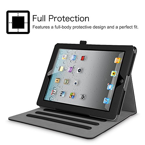 Fintie iPad 2 / 3 / 4 Hülle – [Eckenschutz] Multi-Winkel Betrachtung Folio Stand Schutzhülle Cover Case Tasche mit Dokumentschlitze, Standfunktion, Auto Wake / Sleep für Apple iPad 2 / iPad 3 / iPad 4 Retina Tablet, Schwarz - 4
