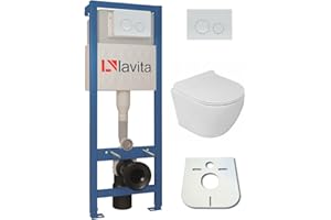 domino Lavita Vorwandelement inkl. Drückerplatte + Wand WC SOGO Slim ohne Spülrand + WC-Sitz mit Soft-Close-Absenkautomatik (Drückerplatte OW)