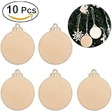 Tinksky Adornos de madera colgantes de la decoración de la Navidad 10pcs para el regalo DIY de la Navidad de la decoración de la pared del árbol de navidad (bola de la Navidad)