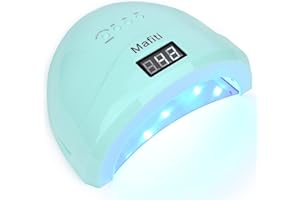 mafiti Lámpara Ultravioleta para secado de uñas. 48W. Tecnología UV LED. Ideal para uñas de gel y todo tipo de manicura. Con 4 modos de temporizador (Blanco) (Cyan)