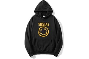 VAGBALENA Nirvana Nevermind Smile Hoodie Yellow Smiley Band Logo Official Unisex Pullover,Hip-hop Fashion Couple Must-Have Pullovers?Hooded Sweatshirt Black