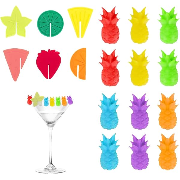36PCS Silicone Wine Glass Charms | Reusable Drink Markers For Parties | Cup Identifiers For Wedding Christmas Anniversary Events - View #9