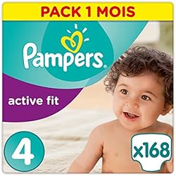 Pampers - Active Fit - Couches Taille 4 (8-16 kg) - Pack 1 mois (x168 couches)