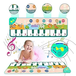 PATPAT Musical Mat for Kids , Music Piano Keyboard Dance Mat, Musical Toys Educational Toys for Kids Toddlers Baby Toys Early Learning Toys Best Birthday Gift for Girls Boys (110x36cm)