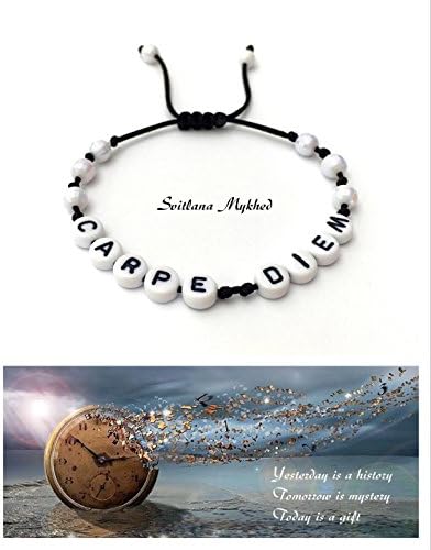 Bracelet name surname initial message "CARPE DIEM" (reversible, customizable) man, woman, child, baby, newborn