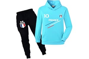 Xpialong Jogging Survêtement De Football France 2 étoiles Enfant Sweat à Capuche Avec Poche