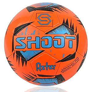 SHOOT Aster Football | PVC | Hand Stitched | Size 5 (Orange) | HD-Graphics | Lining ? 2 PLY | Inflating Needle Included