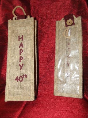 "40th Birthday" Hessian / Jute Wine Gift Bottle Bag
