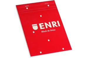 Enri, Bloc de Notas Grapado, Tapa Blanda, Formato A5 (21 x 14.8 cm), 80 Hojas Lisas Microperforadas, Pack 5 Libretas, Color Rojo