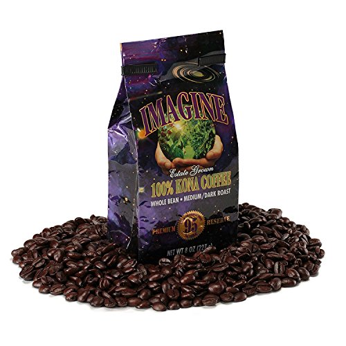 Preisvergleich Produktbild Kona Coffee Beans by Imagine - 100% Kona Hawaii - Medium Dark Roast Whole Bean 4 oz Bag