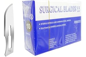 CLABMROEC 100 pz Sterile n. 10 Lame Medico Chirurgiche Rasoio Monolama per Dentale, Dermaplaning, Dissezione, Podologia, Rimozione Acne,Intagliare e Realizzare Artigianalmente