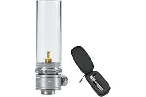Campingmoon gasljuslykta, bärbar tältlampa med glasglob (silver) | Inga mantlar behövs, justerbar flamma, låg bränsleförbrukning ~ 7 g/h, för EN417 isobutankankunkar, med EVA-förvaringsfodral