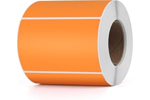 YIKIADA Etiqueta térmica de vinilo naranja de 50 x 76 mm, rollo rectangular autoadhesivo, adhesivo para direcciones, resistente al agua, para nombre, código de barras, código QR, DIY, 500 unidades