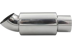Krtopo 2.5" (63MM) Inlet Exhaust Muffler Silencers Stainless Steel Exhaust Resonator Bent Pipe Muffler Diesel Tip 2.5" (63MM) Outlet for Car Sedan SUV Truck Vehicles