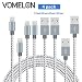 Produktbild iPhone Ladekabel Lightning Kabel, [3FT+6FT+6FT+10FT] Nylon geflochten iPhone USB Synchron- und Schnellkabel Datenkabel Kompatibel mit iPhone 7/7 Plus/6S/6 Plus, SE/5S/5, iPad, iPod Nano 7-[Grau + Weiß]