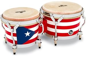LP Latin Percussion Matador Wood Bongo Puerto Rican Flag Chrome Hardware M201-PR