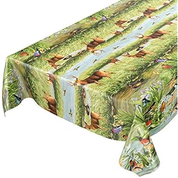 ANRO Nappe en toile cirée au mètre motif forêt vert après ...