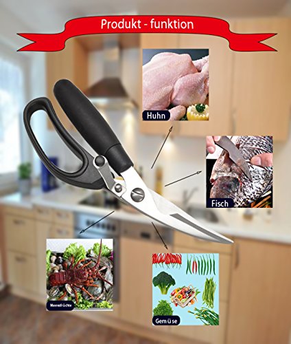 Mehrzweckschere Küchenschere Haushaltsschere Aus hochwertigem Professionelle Edelstahl Rostfreier Stahl-Klinge,Verwendung Mühelos - 7