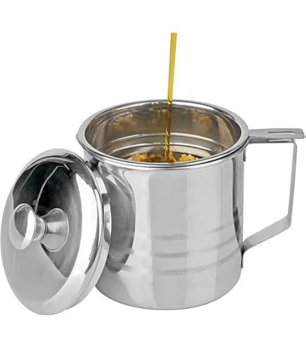 Olla Filtro De Aceite De Acero Inoxidable - Con Colador Integrado, Mango Anticalor, Ideal Para Freír Y Almacenar Aceite