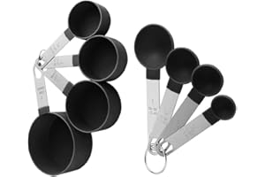 SVUPUE Juego de Cucharas Medidoras, 8 Cucharas Multifuncionales para Medir Sólidos y líquidos en la Cocina, Negro