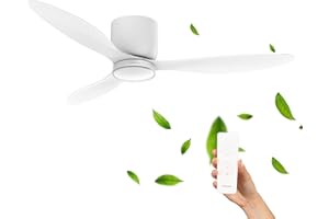 Mellerware - Ventilatore da soffitto Brizy Bright Minimal da 40 W con telecomando | 6 velocità | Ultra silenzioso | 3 lame diametro 132 | Funzione Estate-Inverno | Timer | LED