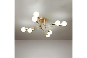ZTWLEED Lampadario Soggiorno Industriali,Plafoniera Soffitto Vintage E27,Lampadari Sputnik moderni 8 Luci Diametro 70CM Angolo Regolabile,Lampadario Camera da Letto,soggiorno,Cucina,Corridoio(Or)