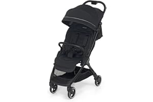 Foppapedretti Passeggino Leggero Ciao, per bambini 0-22 Kg (0-4 anni), Chiusura ad 1 mano, Self-Standing, Schienabile Regolabile, Ruote Ammortizzate, Porta Oggetti, Telaio in Alluminio, Nero