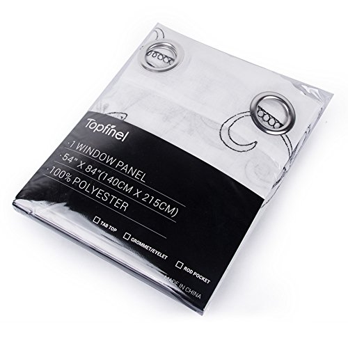 Top Finel Embroidered Butterfly Voile Window Net Voile Curtain Panels For Living Room 54-inch Width X 84-inch Length,Grommets,Single panel,White