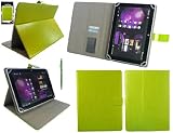 Funda tipo carpeta Emartbuy® Bq Aquaris E10 / Aquaris E10 3G 10.1 Inch Tablet Universal Range Verde Ángulo Múltiples Executive Folio Funda Carcasa Wallet Case Cover Con Tarjeta de slots + Verde Dual Función Lápiz Óptico