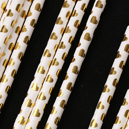 25stk. Papier Strohhalm Trinkhalme Trinkhalm Strohhalme Cocktail Barzubehör – Herz - 6